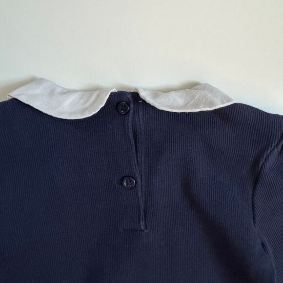 Baby Gap Navy Blue Ribbed Peter Pan Collared Top 3T - Picture 4 of 4